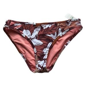 Aerie Bikini Bottoms Floral Brown White Size XS NWT